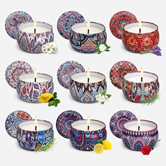Aromatherapy Scented Soy Wax Candles Portable Travel Jar Gift Set 9-Pack - Picture 1 of 7